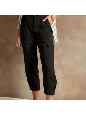 Banana Republic Black Slim Refined Stretch Cargo Pant Ankle Pockets Size 12